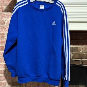Adidas Womens Crewneck Sweater in Blue with White Stripes size 1X